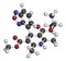 Isradipine hypertension drug molecule. 3D rendering. Atoms are represented as spheres with conventional color coding: hydrogen (