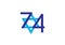 Israel 74th independence day logo, Blue numbers and star of David