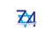 Israel 74th independence day logo, number, star of David and Israeli flags bunting