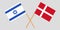 Israel and Denmark. Israeli and Danish flags. Official colors. Correct proportion. Vector