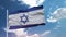 Israel flag on beautiful sky background. 3D illustration