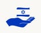 Israel Flag Emblem Ribbon And Hand Symbol Abstract