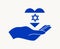 Israel Flag Heart Emblem And Hand Symbol Abstract