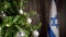 Israel flag near Christmas tree