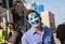 Israel flag painted on the face of a smiling young man