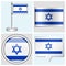 Israel flag - set of sticker, button, label