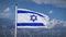 Israel flag waving with blue sky in summer - video animation