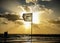 Israel flag waving cloudy sky background sunset