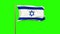 Israel flag waving in the wind. Green screen