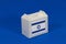 Israel flag on white box with barcode and the color of nation flag on blue background. The concept of export trading from Israel