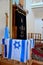 Israel flags menorah and altar inside Jewish synagogue Batumi Georgia
