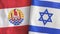 Israel and French Polynesia two flags textile cloth 3D rendering