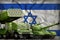 Israel heavy military armored vehicles concept on the national flag background. 3d Illustration