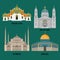 Israel, Hungary, Turkey and Thailand travel icons. Country sightseeing symbols, Eastern and European landmarks. Flat architecture