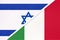Israel and Italy or Italian Republic, symbol of national flags from textile