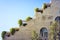 Israel jerusalem, View of the terrace shaped side of an apartment building, from a low point of view