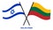 Israel and Lithuania Flags Crossed And Waving Flat Style. Official Proportion. Correct Colors