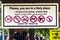 Israel Nazareth, May 18, 2019 Warning sign hanging on the gate of the entrance of a holy place, which states which things are abso