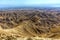 Israel, Negev, desert. overview on the Negef desert with its rough line structure from a high point, in the distance you can see t