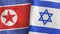 Israel and North Korea two flags textile cloth 3D rendering