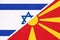 Israel and North Macedonia, symbol of national flags from textile