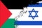 Israel and Palestine cracked flag. Israeli and palestinian illustration. War and Conflict. Middle East. Arabian