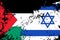 Israel and Palestine cracked flag. Israeli and palestinian illustration. War and Conflict. Middle East. Arabian