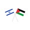 Israel and palestine crossed flags vector illustration. Palestinian and Israeli flags on white background