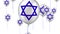 Israel's Independence Day. White balls with the star of David soar into the sky.3d illustration for celebrating.