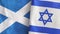 Israel and Scotland two flags textile cloth 3D rendering