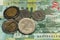 Israel Shekel Bill and Coins in the Detail