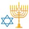 israel star and symbols of Hanukkah