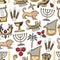 Israel traditional symbols seamless pattern