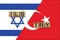 Israel and Turkey currencies codes on national flags background
