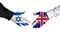 Israel and United Kingdom diplomats shaking hands for political relations