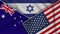 Israel United States of America Australia Flags Together Fabric Texture Illustration