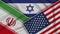 Israel United States of America Iran Flags Together Fabric Texture Illustration