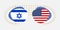 Israel and USA flags. American and Israeli national symbols with abstract background and geometric shapes.