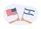 Israel and USA flags. American and Israeli national symbols with abstract background and geometric shapes.