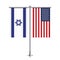 Israel and USA flags hanging together.