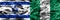 Israel vs Nigeria smoke flags placed side by side. Israeli and N