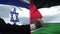 Israel vs Palestine confrontation, religious conflict, fists on flag background