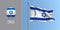 Israel waving flag on flagpole and round icon vector illustration
