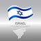 Israel wavy flag and mosaic map on light background. Creative background for the national Israeli poster. Vector tricolor design