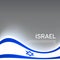 Israel wavy glowing flag on a gray glossy background. State israeli patriotic flyer, banner. Business booklet. National poster