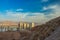 Israeli city Eilat outskirts landmark view from sand stone desert rocks scenic dry landscape