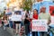 Israeli civillians gathered in solidarity for ceasefire between Israel and Gaza, holding banners for the missing and kidnapped