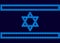 Israeli flag on a dark mournful background. Symbols of Israel based on the Penrose triangle. Monolithic basis of Israeli symbols