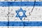 Israeli flag painted on a brick wall. Flag of Israel. Textured abstract background