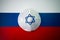 Israeli kippah on the russian flag. The Jewish community in country. Jewish autonomous okrug